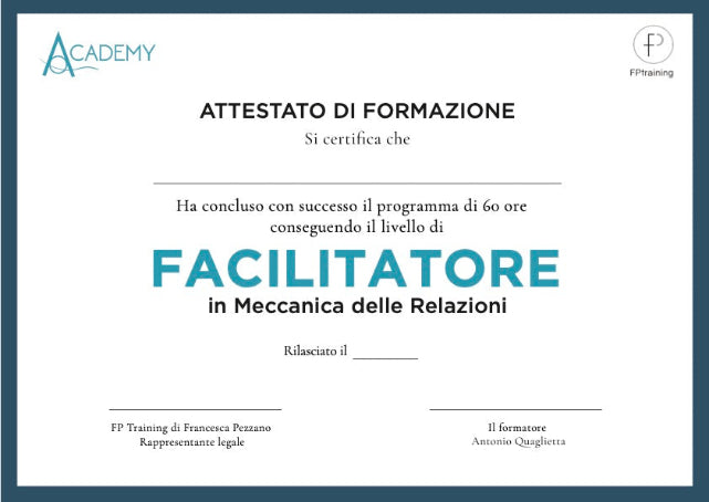 ACADEMY AF Per-Corso annuale Facilitatore in Meccanica delle Relazioni